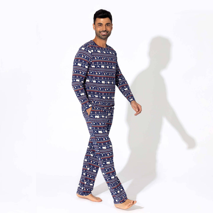 Bellabu Bear Polar Isle Blue Men's Pajama Set