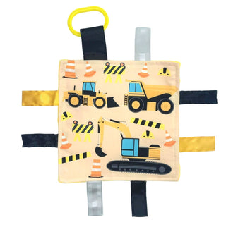 Baby Jack and Company - Baby Jack and Company - Construction Worker and Trucks Crinkle Tag Square 8"x 8" - Classy Rascals Boutique