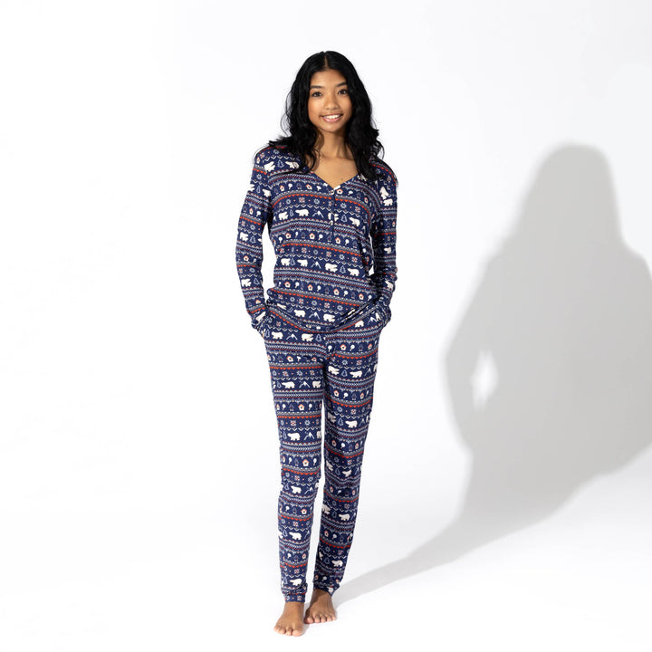 Bellabu Bear Polar Isle Blue Bamboo Women's Pajama Set