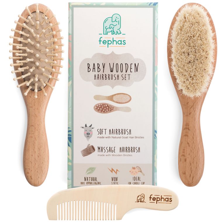 Fephas Natural Baby Hair Brush Set