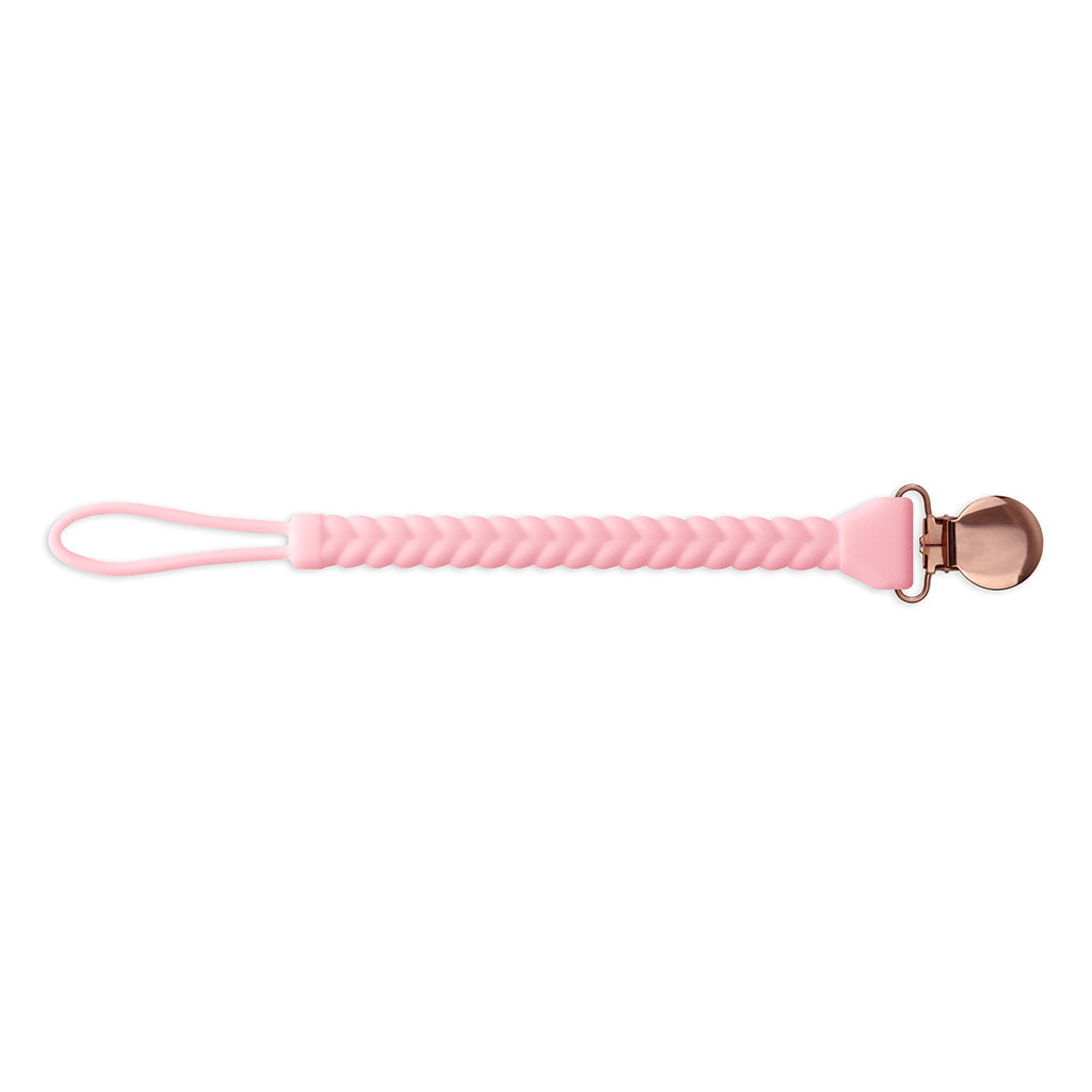 Itzy Ritzy - Sweetie Strap Silicone Pacifier Clip Pink Braid