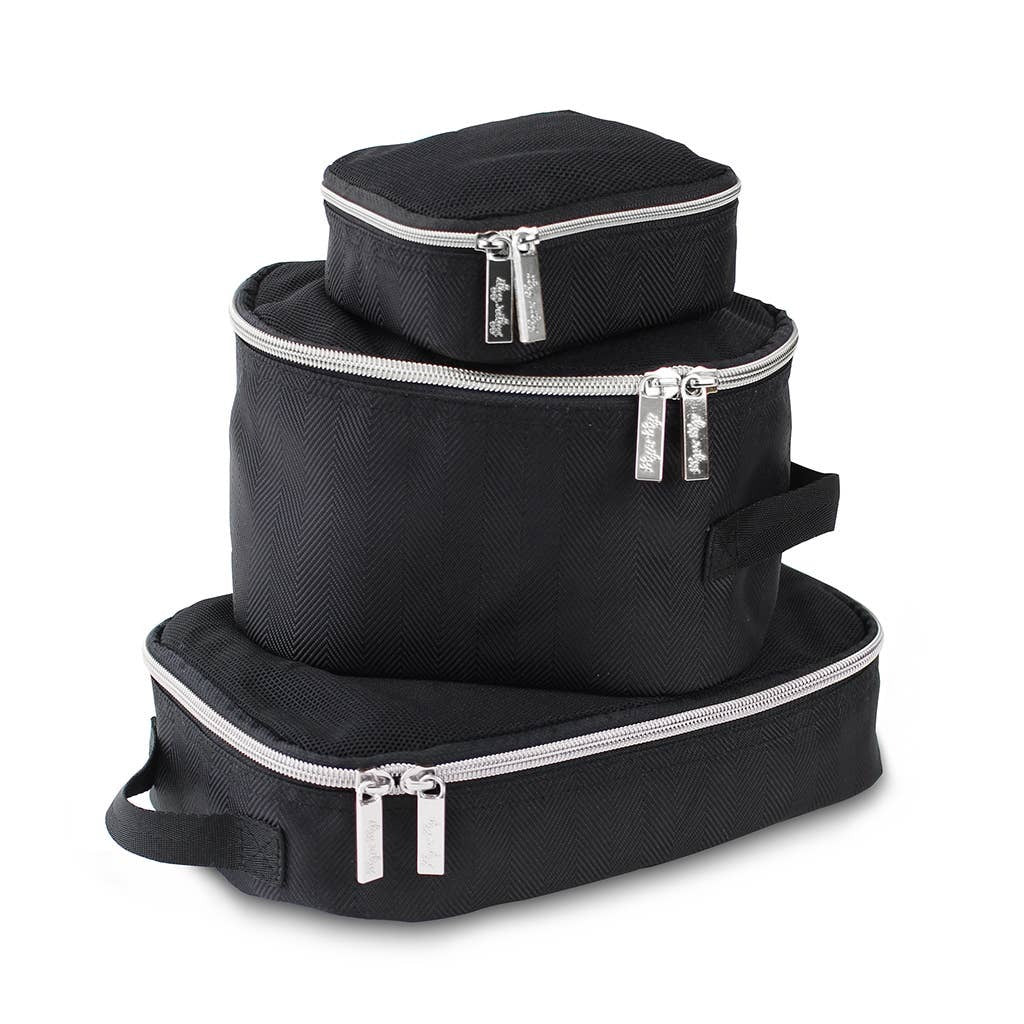 Itzy Ritzy - Pack Like a Boss™ Black & Silver Packing Cubes