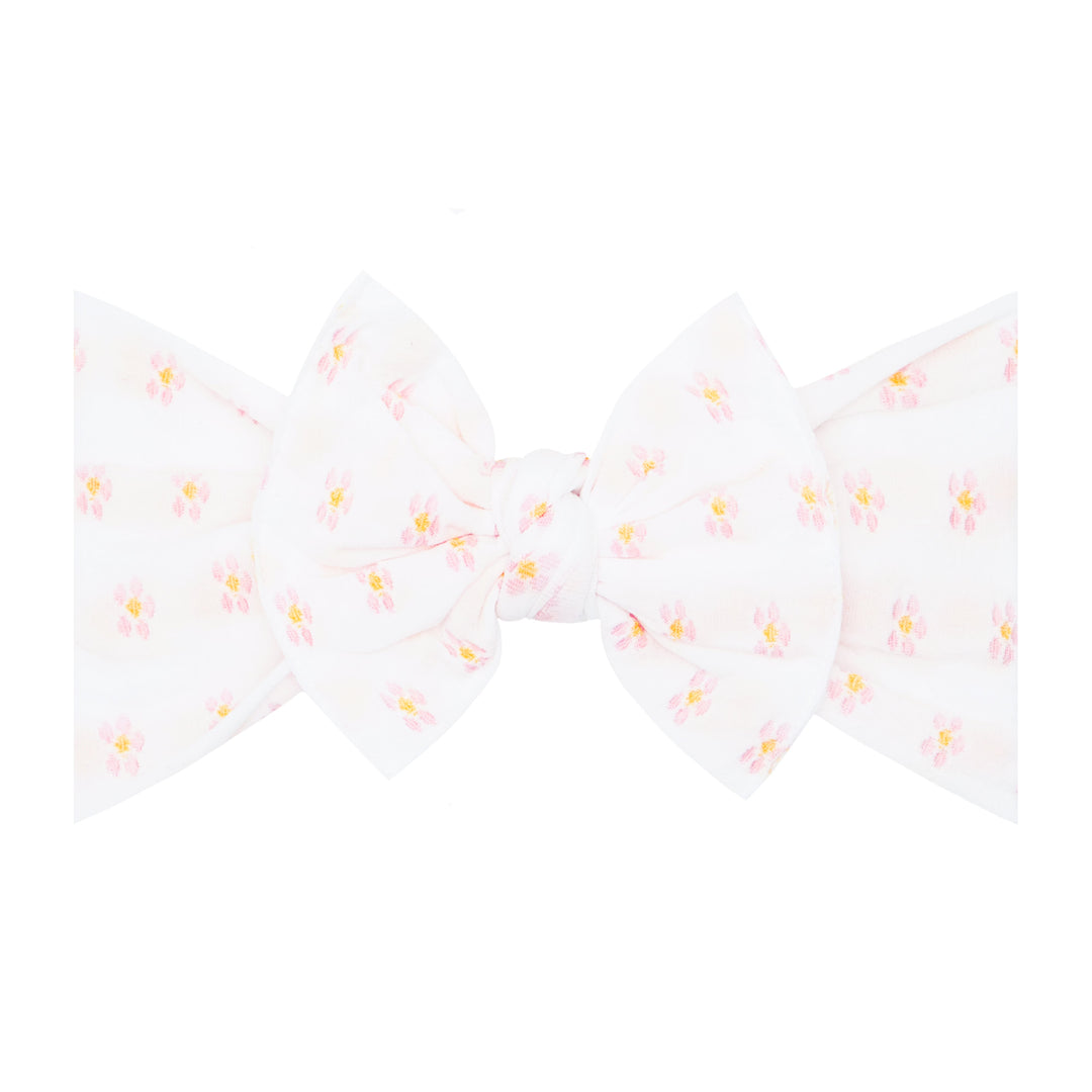 Baby Bling Patterned Knot White/Pink Flower