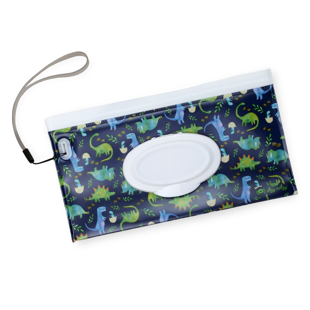 Itzy Ritzy - Take and Travel Pouch Reusable Wipes Case Raining Dinos
