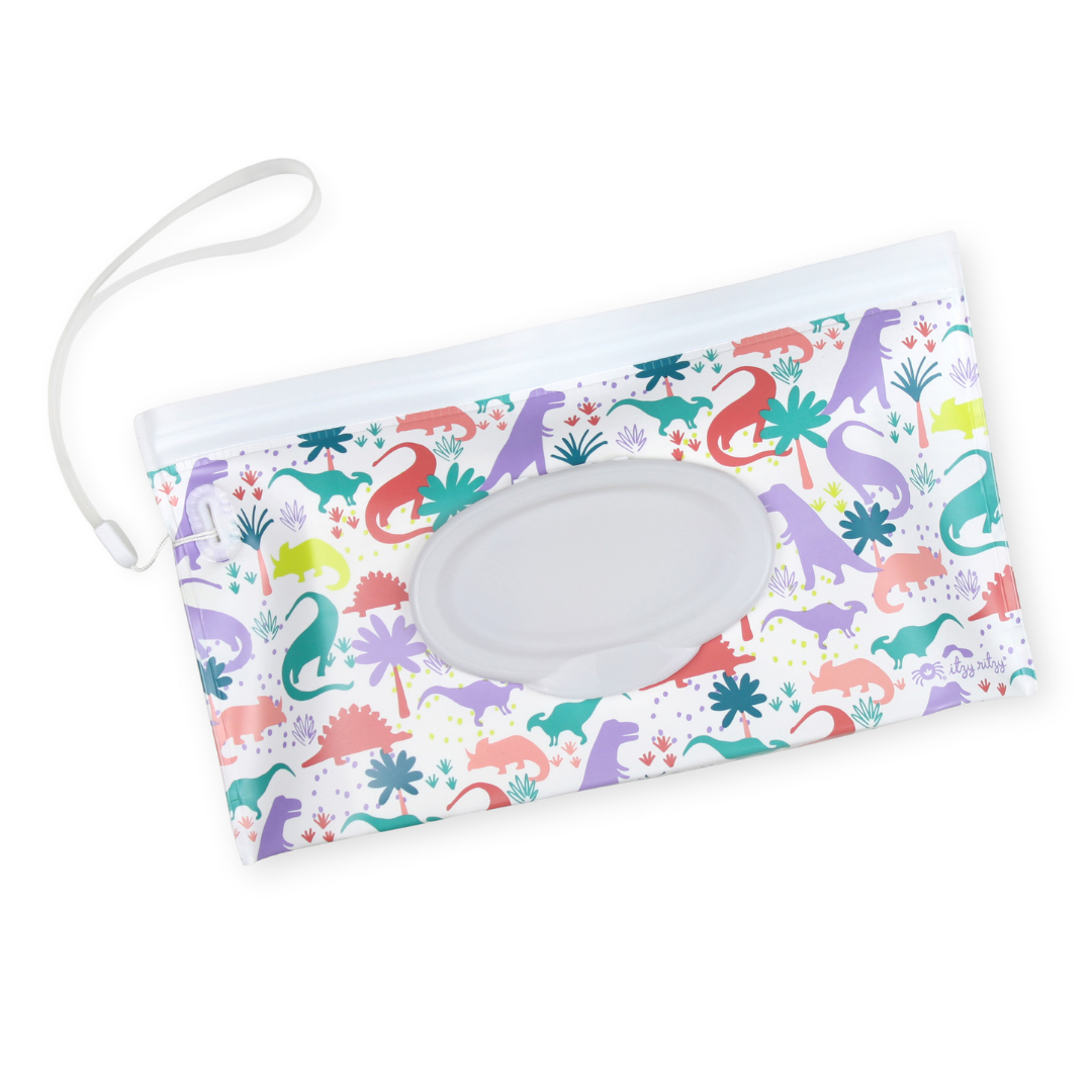 Itzy Ritzy - Take and Travel Pouch Reusable Wipes Case Darling Dinos