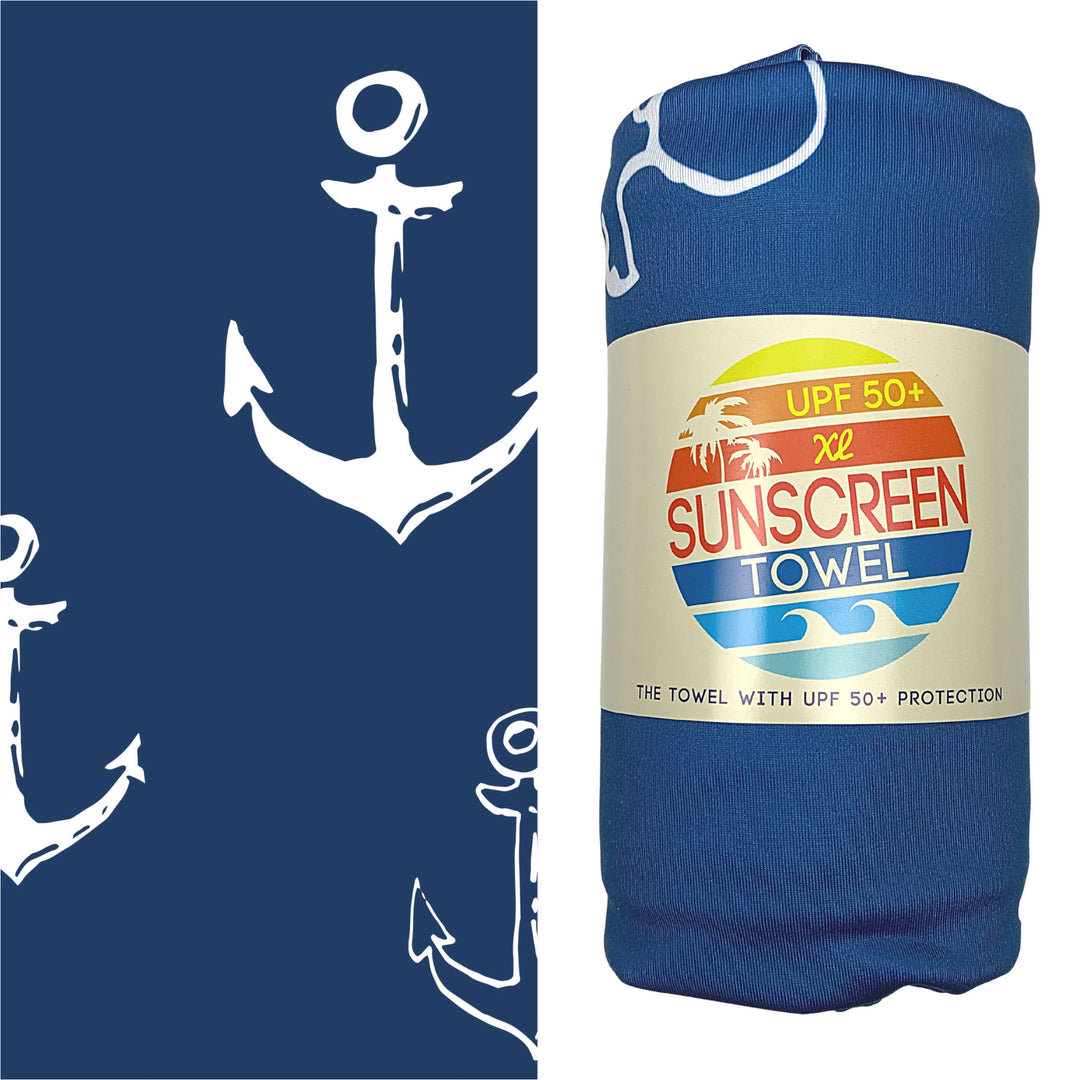 Luv Bug Co - XL UPF 50+ Sunscreen Towel (Blue Anchor)