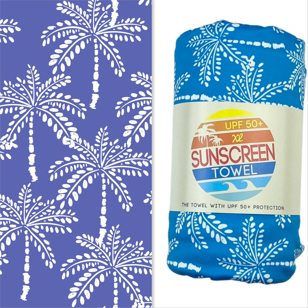 Luv Bug Co - XL UPF 50+ Sunscreen Towel (White Palm Tree)