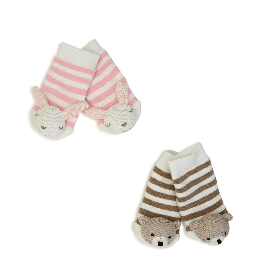Two’s Company Knit Animal Rattle Socks