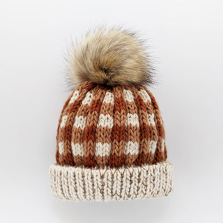 Huggalugs Sienna Buffalo Check Pom Pom Beanie Hat