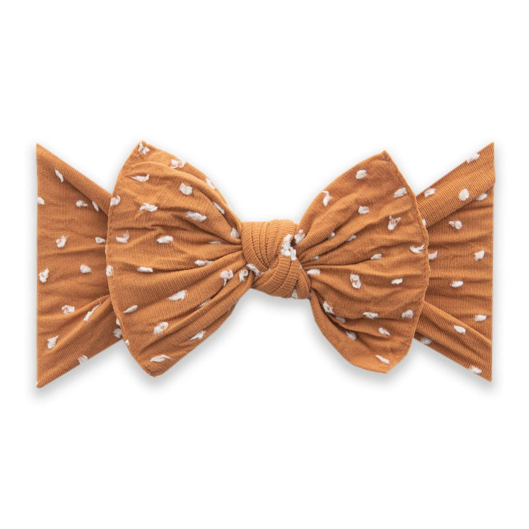 Baby Bling Bows - PATTERNED SHABBY KNOT: camel dot