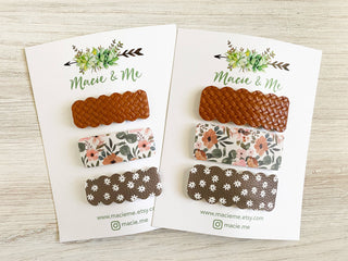 Macie & Me - New Fall Floral and Gingham Snap Clip Set