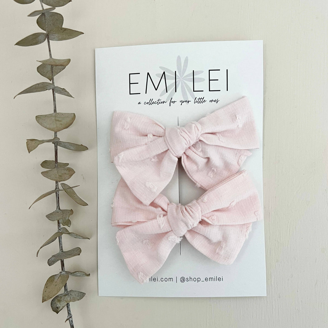Emi Lei - Pigtail Bow Clip Set - Blush