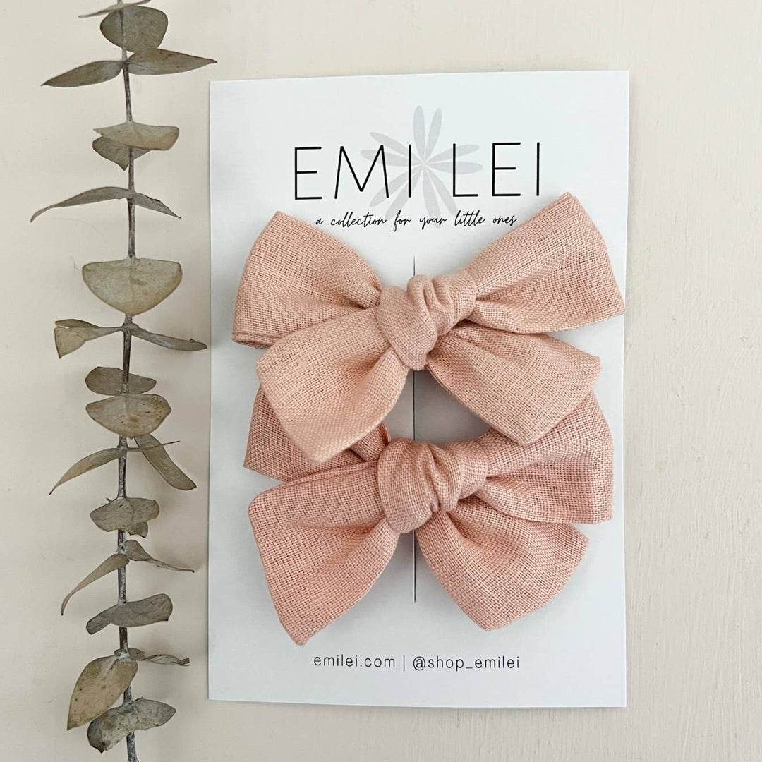 Emi Lei - Pigtail Bow Clip Set - Peach
