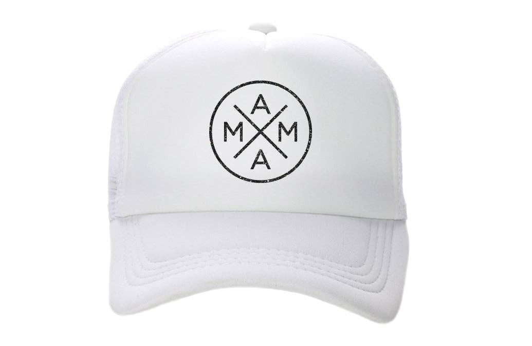 Tiny Trucker Co - Mama X™ White With Black Glitter Trucker Hat