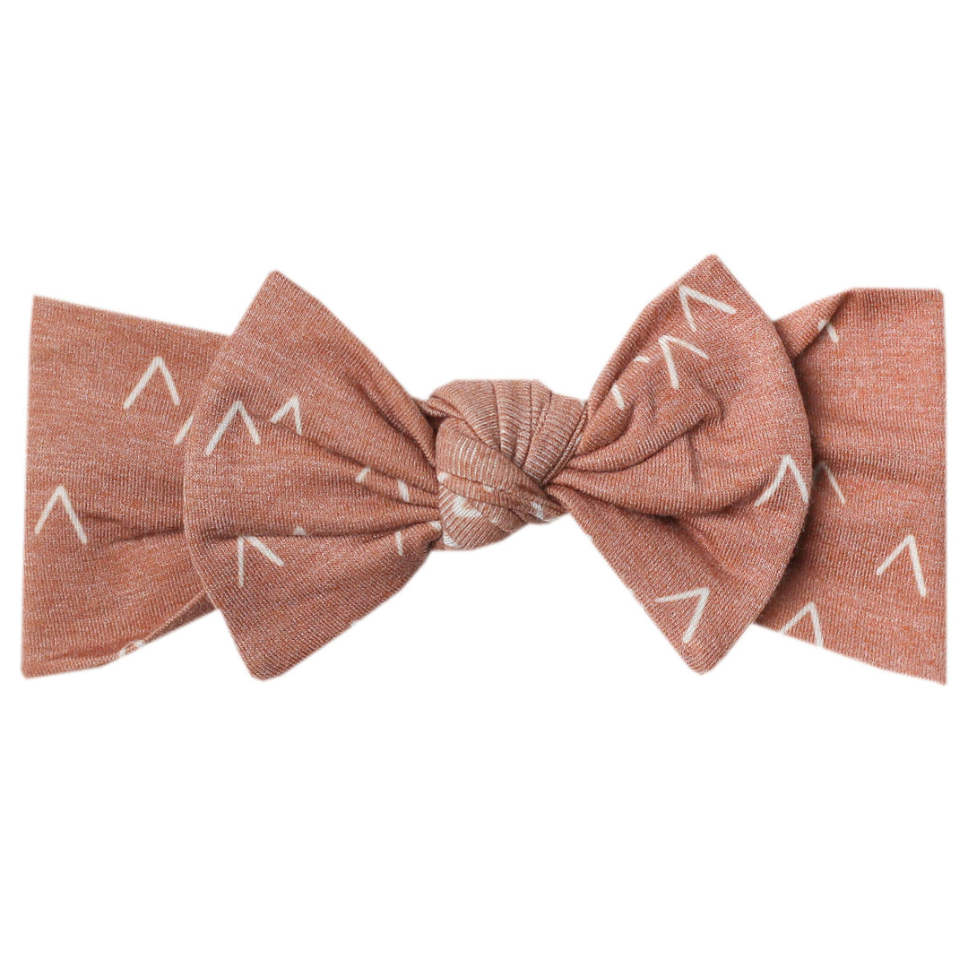 Copper Pearl Knit Headband Bow Rocky
