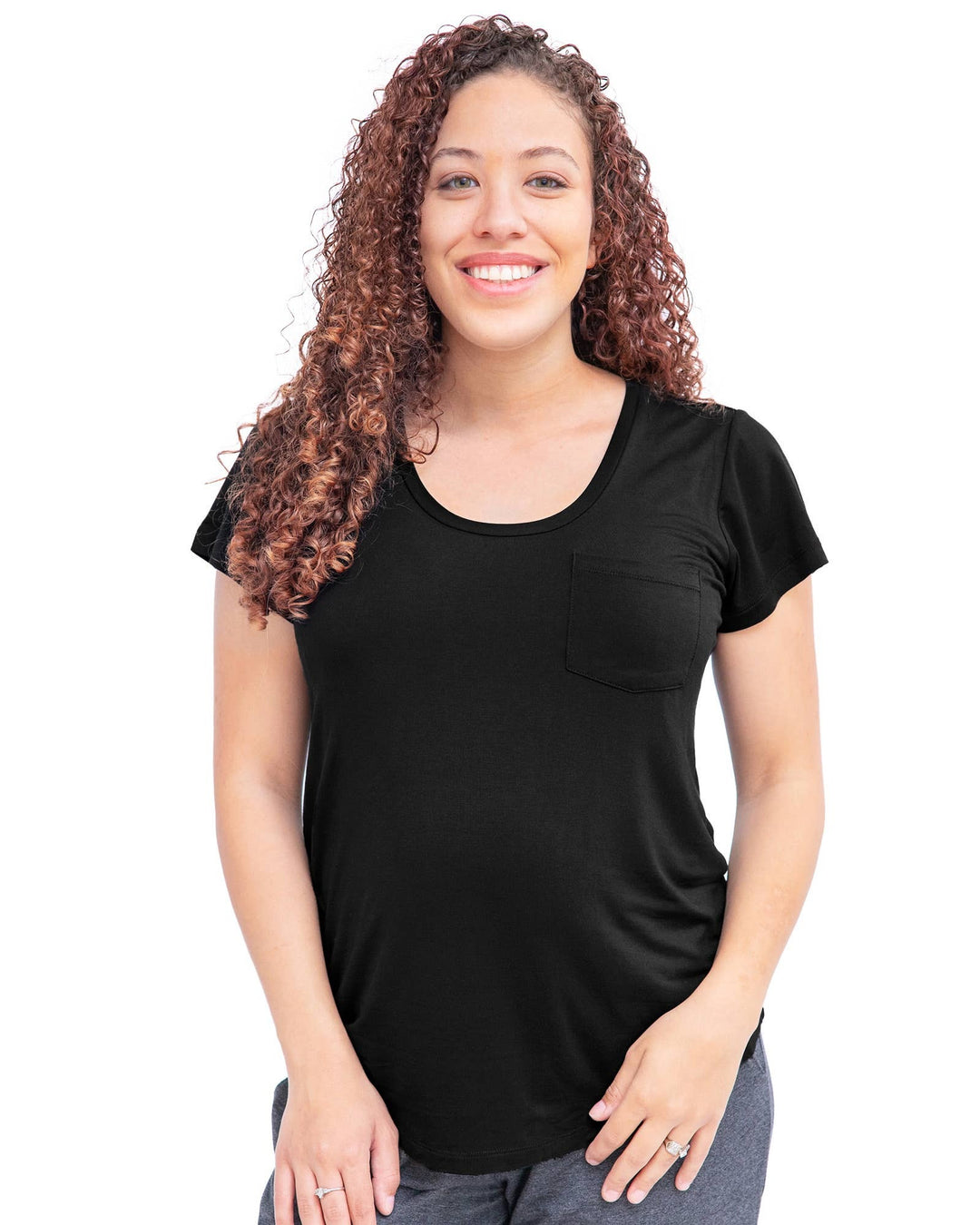 Kindred Bravely - Everyday Nursing & Maternity T-shirt With Pocket Black