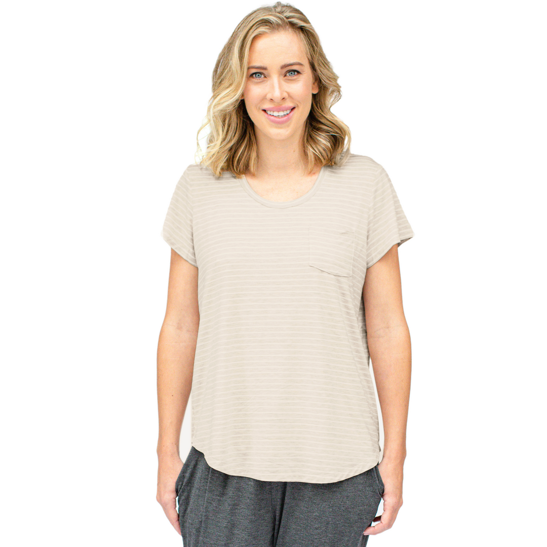 Kindred Bravely - Bamboo Everyday Nursing & Maternity T-shirt - Oatmeal Stripe