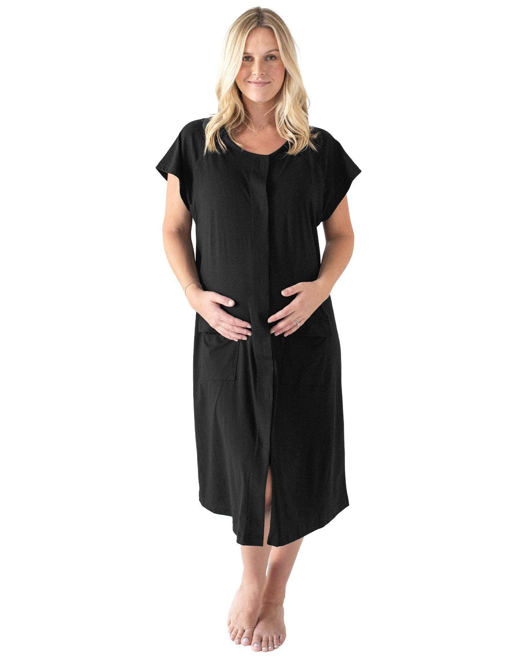 Kindred Bravely - 3 In 1 Universal Labor, Delivery & Nursing Gown Black