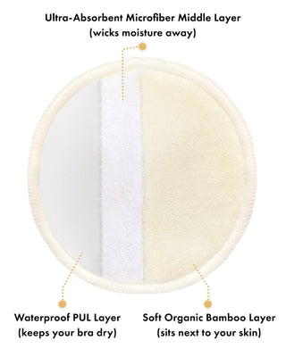 Kindred Bravely - Washable organic Bamboo Nursing Pads (10-Count) in bag