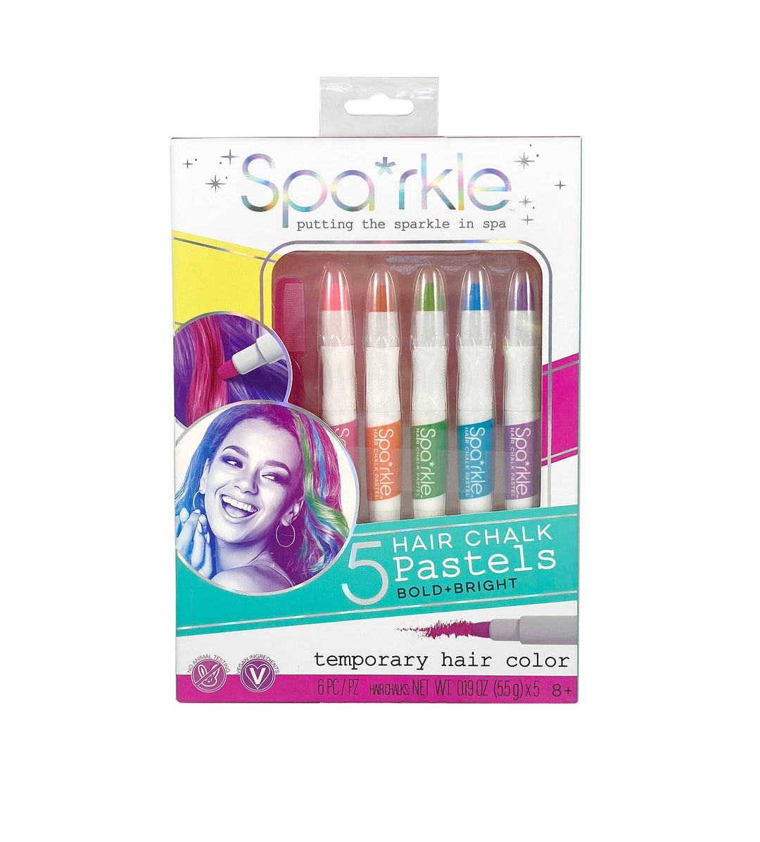Bright Stripes - Spa*rkle 5 Hair Chalk Pastels - Bold + Bright