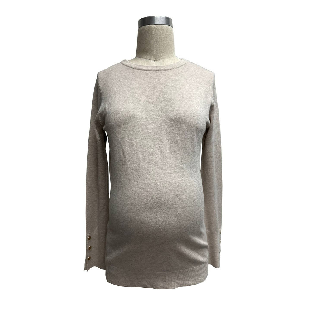 Hello Miz - Solid Maternity Sweater Top with Sleeve Button